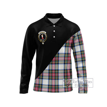 Dennistoun Tartan Long Sleeve Polo Shirt with Family Crest and Military Logo Style Unisex - Tartan Vibes Clothing