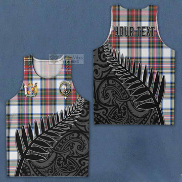 Dennistoun Crest Tartan Men's Tank Top with New Zealand Silver Fern Half Style Men - Tartan Vibes Clothing
