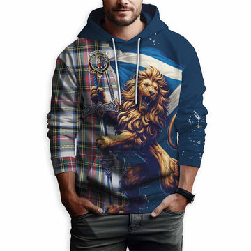 Dennistoun Tartan Family Crest Hoodie with Scottish Majestic Lion Zip Hoodie - Tartan Vibes Clothing