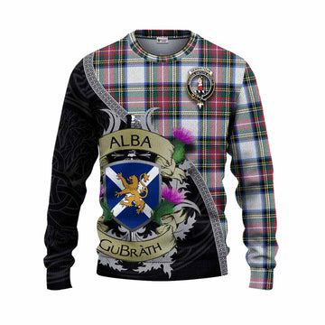 Dennistoun Tartan Family Crest Knitted Sweater Lion Rampant Royal Thistle Shield Celtic Inspired Unisex - Tartan Vibes Clothing