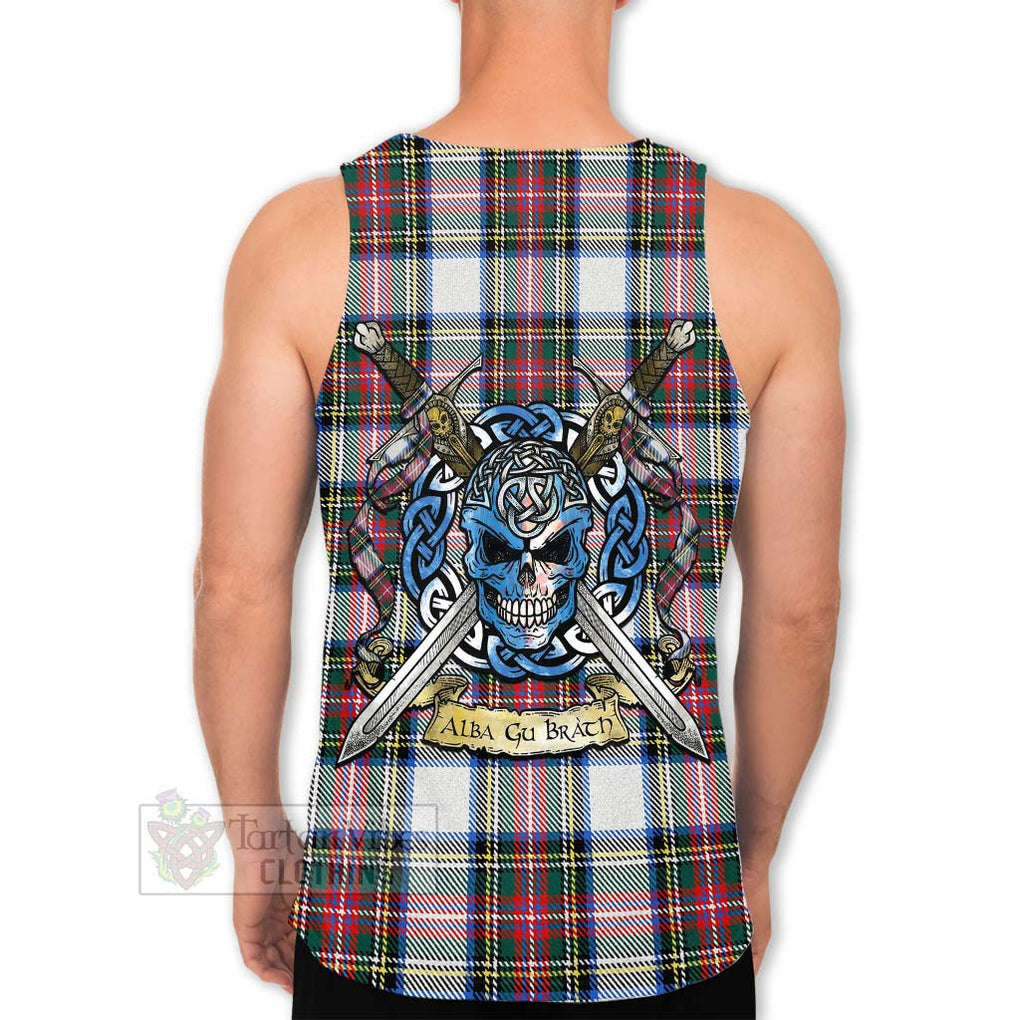 Dennistoun Tartan Men's Tank Top with Family Crest Celtic Skull Style Men - Tartan Vibes Clothing