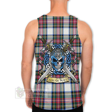 Dennistoun Tartan Men's Tank Top with Family Crest Celtic Skull Style Men - Tartan Vibes Clothing