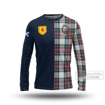 Dennistoun Tartan Long Sleeve T-Shirt Alba with Scottish Lion Royal Arm Half Style Unisex - Tartan Vibes Clothing