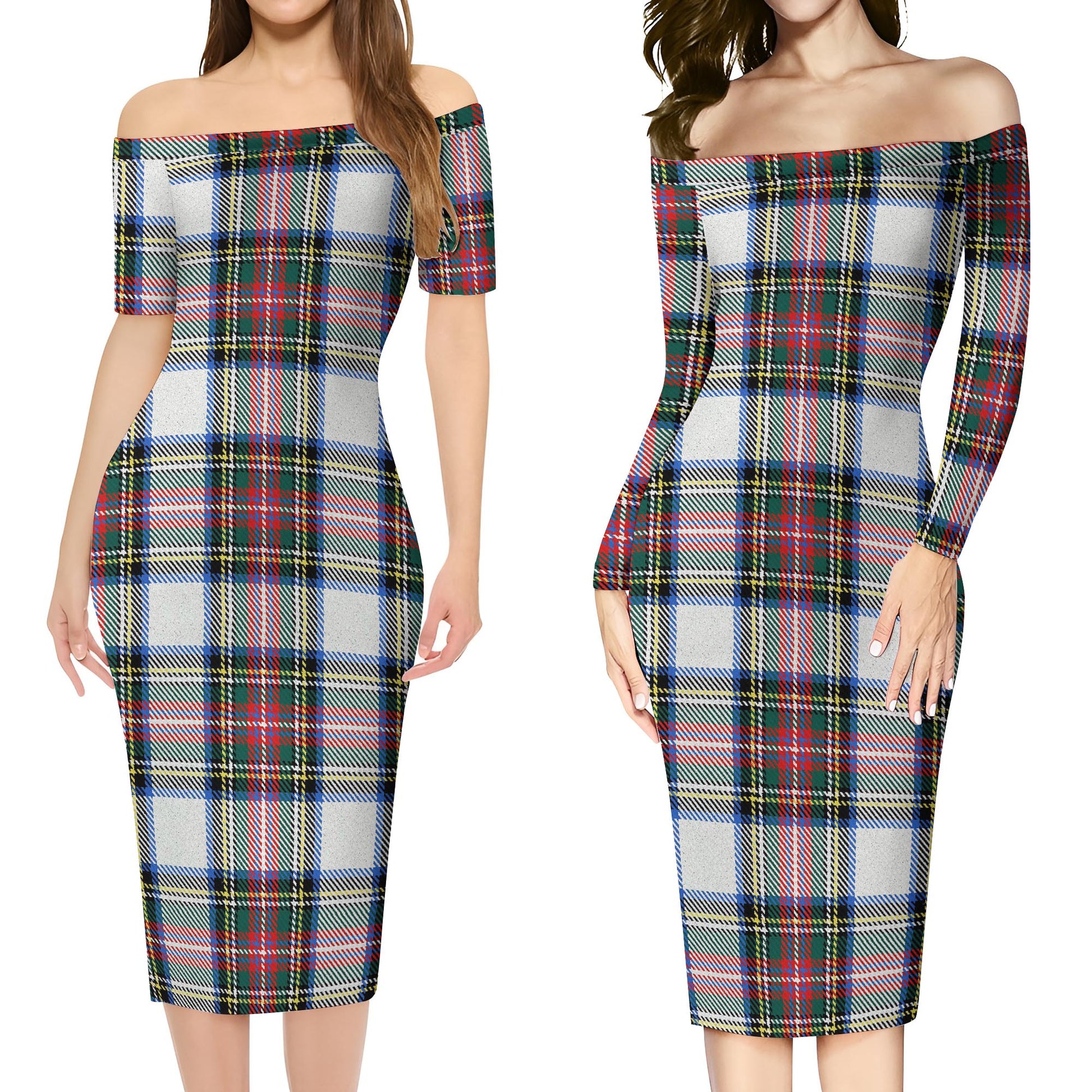 Dennistoun Tartan Off Shoulder Lady Dress Women's Dress - Tartan Vibes Clothing