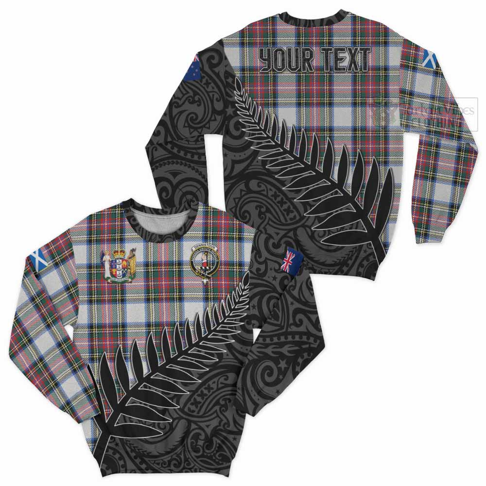 Dennistoun Crest Tartan Sweatshirt with New Zealand Silver Fern Half Style Unisex - Tartan Vibes Clothing