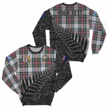 Dennistoun Crest Tartan Sweatshirt with New Zealand Silver Fern Half Style Unisex - Tartan Vibes Clothing
