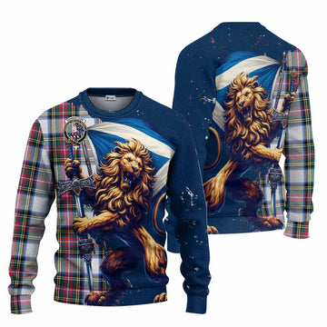 Dennistoun Tartan Family Crest Knitted Sweater with Scottish Majestic Lion Unisex - Tartan Vibes Clothing