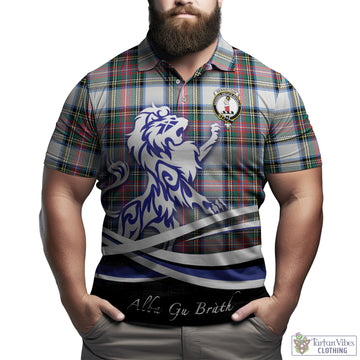 Dennistoun Tartan Polo Shirt with Alba Gu Brath Regal Lion Emblem