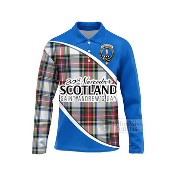 Dennistoun Family Crest Tartan Long Sleeve Polo Shirt Celebrate Saint Andrew's Day in Style Unisex - Tartan Vibes Clothing