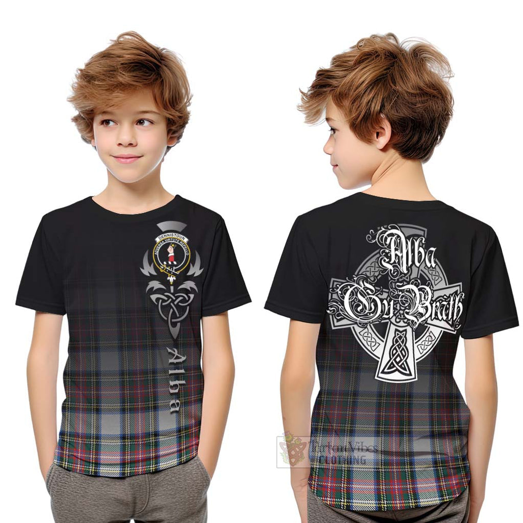Dennistoun Tartan Kid T-Shirt Featuring Alba Gu Brath Family Crest Celtic Inspired Youth XL Size14 - Tartan Vibes Clothing