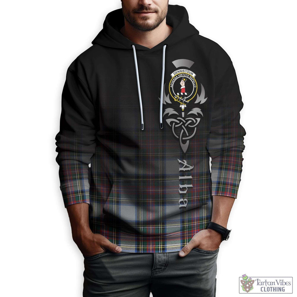 Dennistoun Tartan Hoodie Featuring Alba Gu Brath Family Crest Celtic Inspired Zip Hoodie - Tartan Vibes Clothing