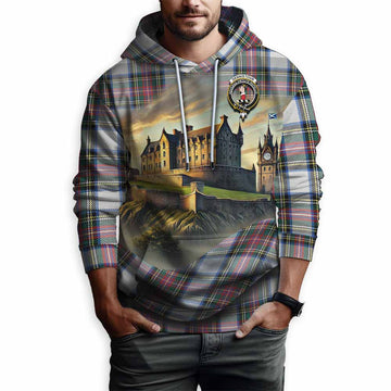 Dennistoun Tartan Family Crest Hoodie with Scottish Ancient Castle Style Pullover Hoodie - Tartan Vibes Clothing