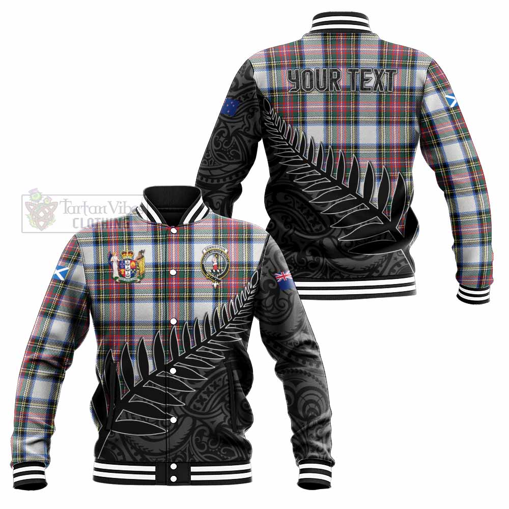 Dennistoun Crest Tartan Baseball Jacket with New Zealand Silver Fern Half Style Unisex - Tartan Vibes Clothing