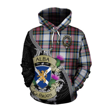 Dennistoun Tartan Family Crest Cotton Hoodie Lion Rampant Royal Thistle Shield Celtic Inspired Pullover Hoodie XS - Tartan Vibes Clothing