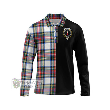 Dennistoun Tartan Long Sleeve Polo Shirt with Family Crest and Half Of Me Style Unisex - Tartan Vibes Clothing