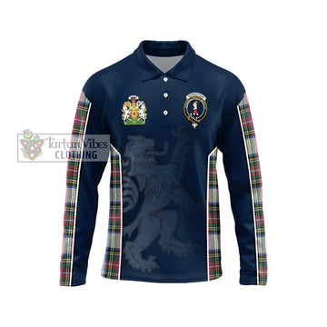 Dennistoun Tartan Long Sleeve Polo Shirt with Family Crest and Lion Rampant Vibes Sport Style Unisex - Tartan Vibes Clothing