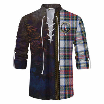 Dennistoun Tartan Family Crest Ghillie Kilt Shirt Alba Gu Brath Be Brave Lion Ancient Style Men - Tartan Vibes Clothing