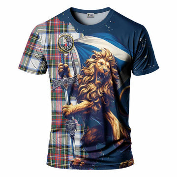 Dennistoun Tartan Family Crest T-Shirt with Scottish Majestic Lion Kid's Shirt - Tartan Vibes Clothing