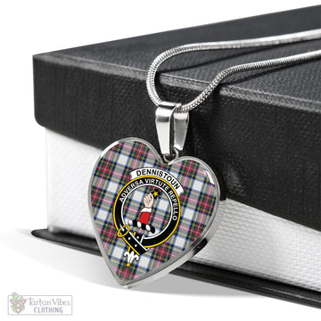Dennistoun Tartan Heart Necklace with Family Crest Luxury Necklace (Silver) No - Tartan Vibes Clothing