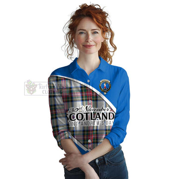 Dennistoun Family Crest Tartan Women's Casual Shirt Celebrate Saint Andrew's Day in Style Female - Tartan Vibes Clothing