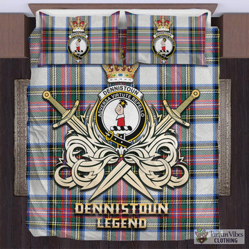 Dennistoun Tartan Bedding Set with Clan Crest and the Golden Sword of Courageous Legacy