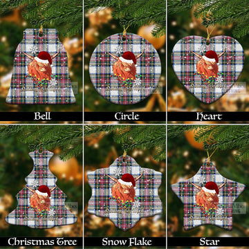 Dennistoun Tartan Christmas Ceramic Ornaments with Twinkle Highland Cattle Ceramic - Tartan Vibes Clothing