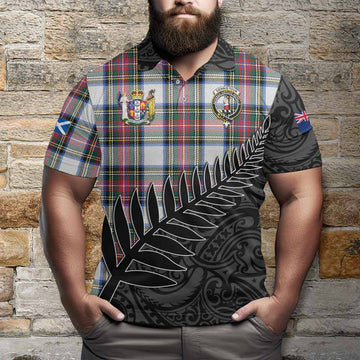 Dennistoun Crest Tartan Polo Shirt with New Zealand Silver Fern Half Style Kid - Tartan Vibes Clothing