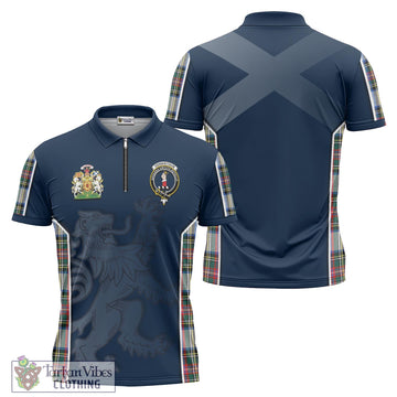 Dennistoun Tartan Zipper Polo Shirt with Family Crest and Lion Rampant Vibes Sport Style