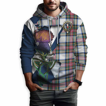 Dennistoun Tartan Family Crest Hoodie Scottish Thistle Celtic Inspired Pullover Hoodie - Tartan Vibes Clothing