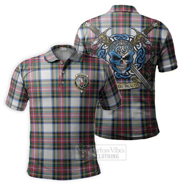 Dennistoun Tartan Polo Shirt with Family Crest Celtic Skull Style Kid - Tartan Vibes Clothing