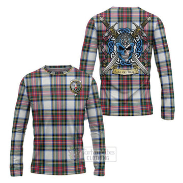 Dennistoun Tartan Long Sleeve T-Shirt with Family Crest Celtic Skull Style Unisex - Tartan Vibes Clothing