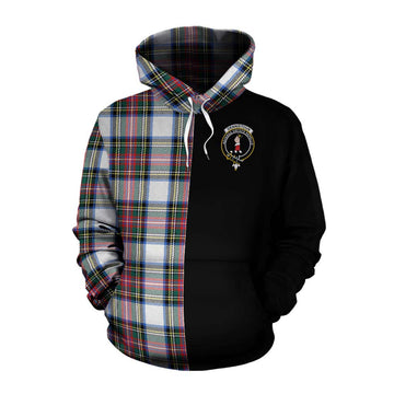 Dennistoun Tartan Cotton Hoodie with Family Crest and Half Of Me Style Pullover Hoodie XS - Tartan Vibes Clothing