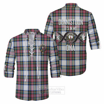 Dennistoun Tartan Ghillie Kilt Shirt with Family Crest DNA In Me Style Men - Tartan Vibes Clothing