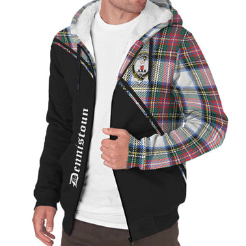 Dennistoun Tartan Sherpa Hoodie with Family Crest Curve Style Unisex - Tartan Vibes Clothing