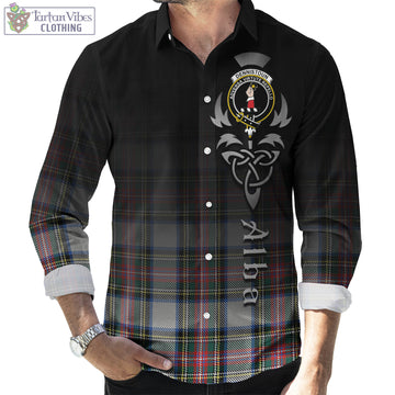 Dennistoun Tartan Long Sleeve Button Up Featuring Alba Gu Brath Family Crest Celtic Inspired Men's Shirt - Tartan Vibes Clothing