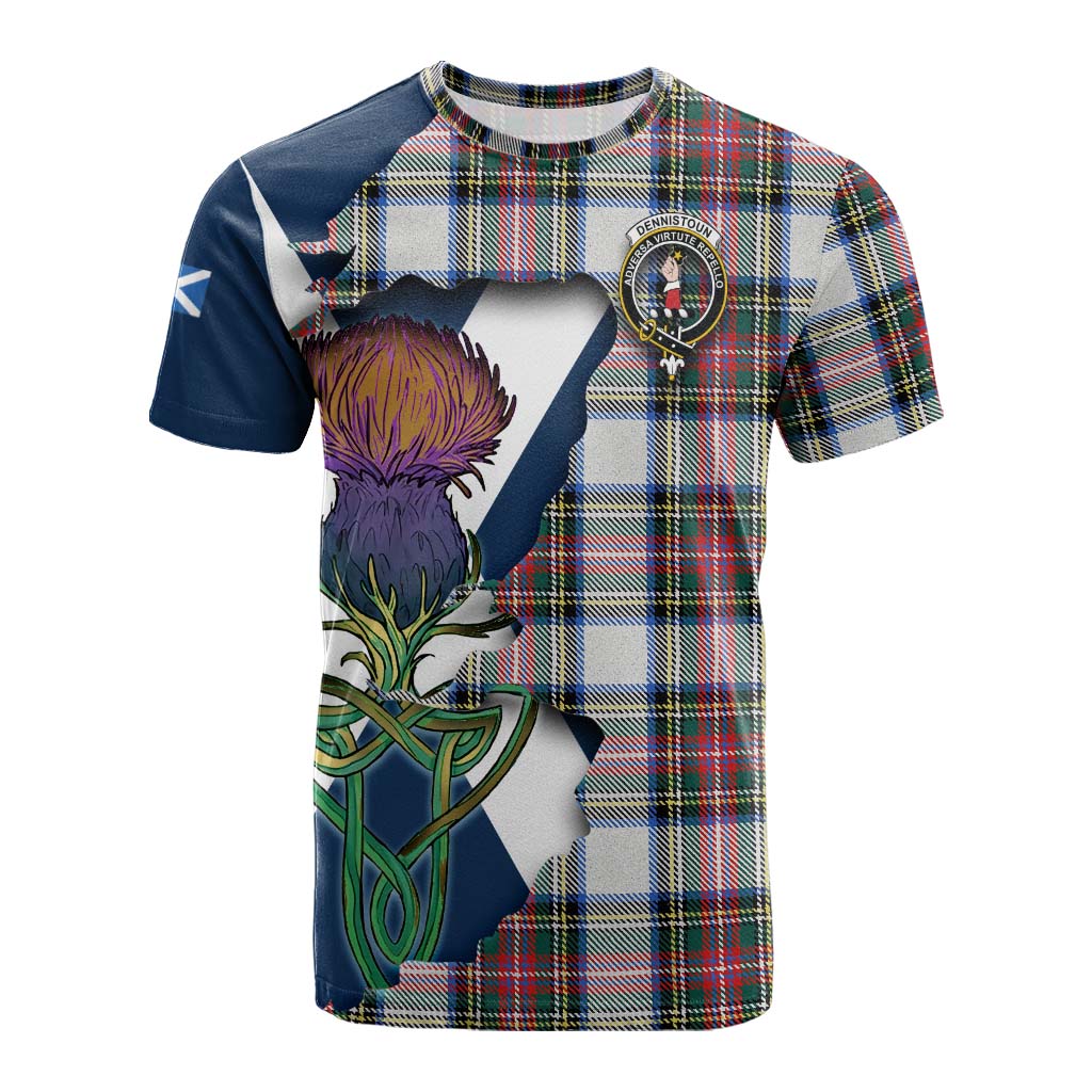 Dennistoun Tartan Family Crest Cotton T-shirt Scottish Thistle Celtic Inspired Kid's Shirt - Tartan Vibes Clothing