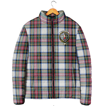 Dennistoun Tartan Padded Jacket with Family Crest Men's Padded Jacket - Tartan Vibes Clothing
