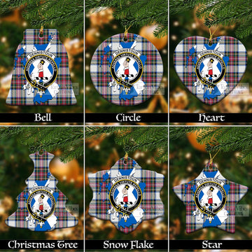 Dennistoun Tartan Christmas Ceramic Ornaments with Family Crest and Scotland Map Ceramic - Tartan Vibes Clothing
