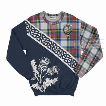 Dennistoun Tartan Sweatshirt Featuring Thistle and Scotland Map Unisex - Tartan Vibes Clothing