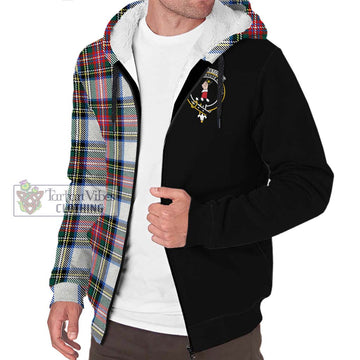 Dennistoun Tartan Sherpa Hoodie with Family Crest and Half Of Me Style Unisex S - Tartan Vibes Clothing