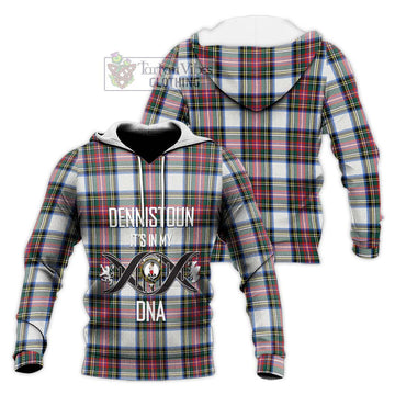Dennistoun Tartan Knitted Hoodie with Family Crest DNA In Me Style Unisex Knitted Pullover Hoodie - Tartan Vibes Clothing