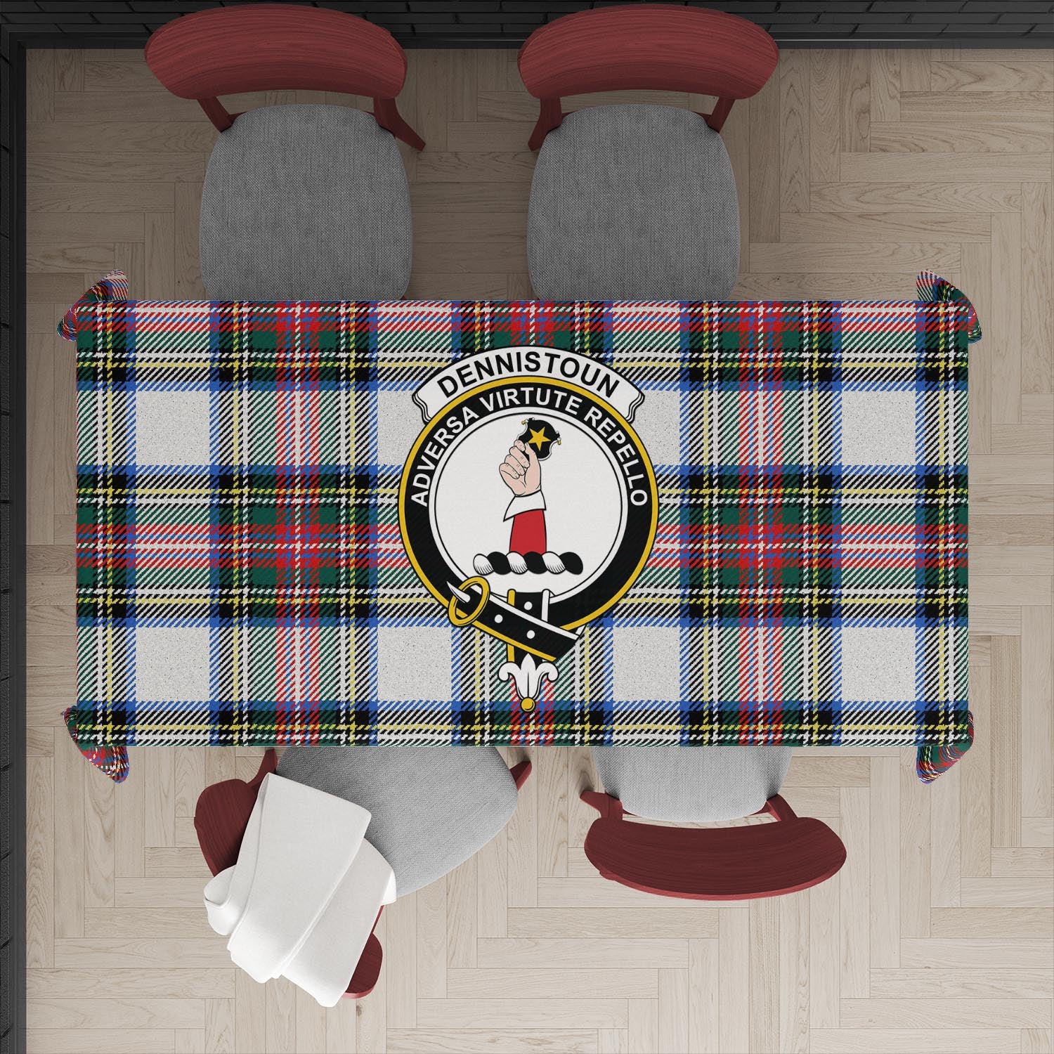 Dennistoun Tartan Tablecloth with Family Crest XL 57.1"x70.9"(145x180cm) - Tartan Vibes Clothing