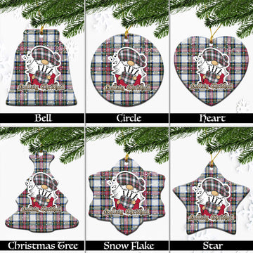 Dennistoun Tartan Christmas Ceramic Ornaments with Scottish Gnome Playing Bagpipes Ceramic - Tartan Vibes Clothing