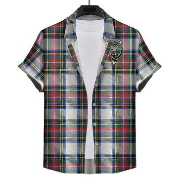 Dennistoun Tartan Short Sleeve Button Down Shirt with Family Crest