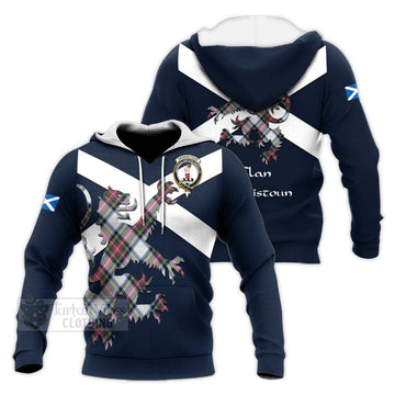 Dennistoun Tartan Lion Rampant Knitted Hoodie Proudly Display Your Heritage with Alba Gu Brath and Clan Name Unisex Knitted Pullover Hoodie - Tartan Vibes Clothing