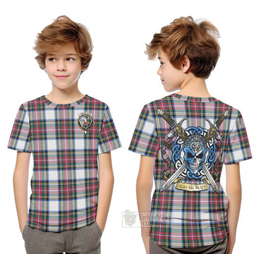 Dennistoun Tartan Kid T-Shirt with Family Crest Celtic Skull Style Youth XL Size14 - Tartan Vibes Clothing