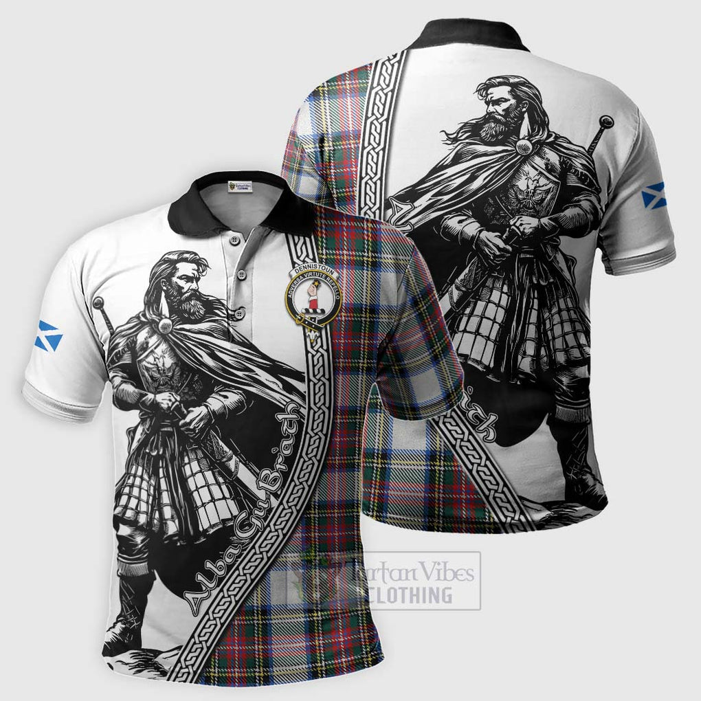 Dennistoun Tartan Clan Crest Polo Shirt with Highlander Warrior Celtic Style Kid - Tartan Vibes Clothing