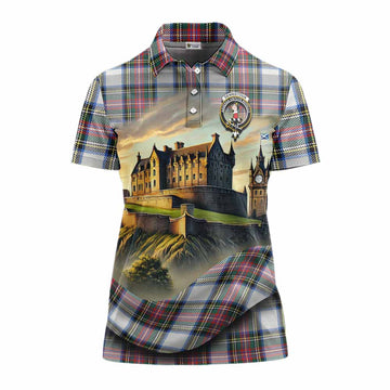 Dennistoun Tartan Family Crest Women's Polo Shirt with Scottish Ancient Castle Style Women - Tartan Vibes Clothing