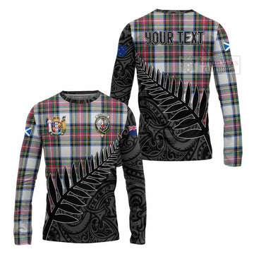 Dennistoun Crest Tartan Long Sleeve T-Shirt with New Zealand Silver Fern Half Style Unisex - Tartan Vibes Clothing