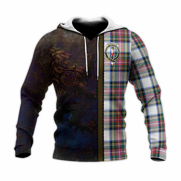 Dennistoun Tartan Family Crest Knitted Hoodie Alba Gu Brath Be Brave Lion Ancient Style Unisex Knitted Pullover Hoodie - Tartan Vibes Clothing